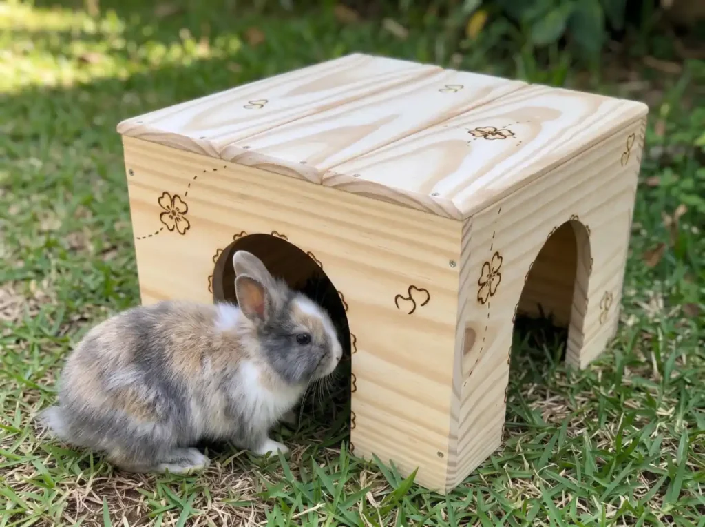 Casinha de madeira para coelhos anões, porquinhos e chinchilas - M10 (2)Casinha de madeira para coelhos anões, porquinhos e chinchilas